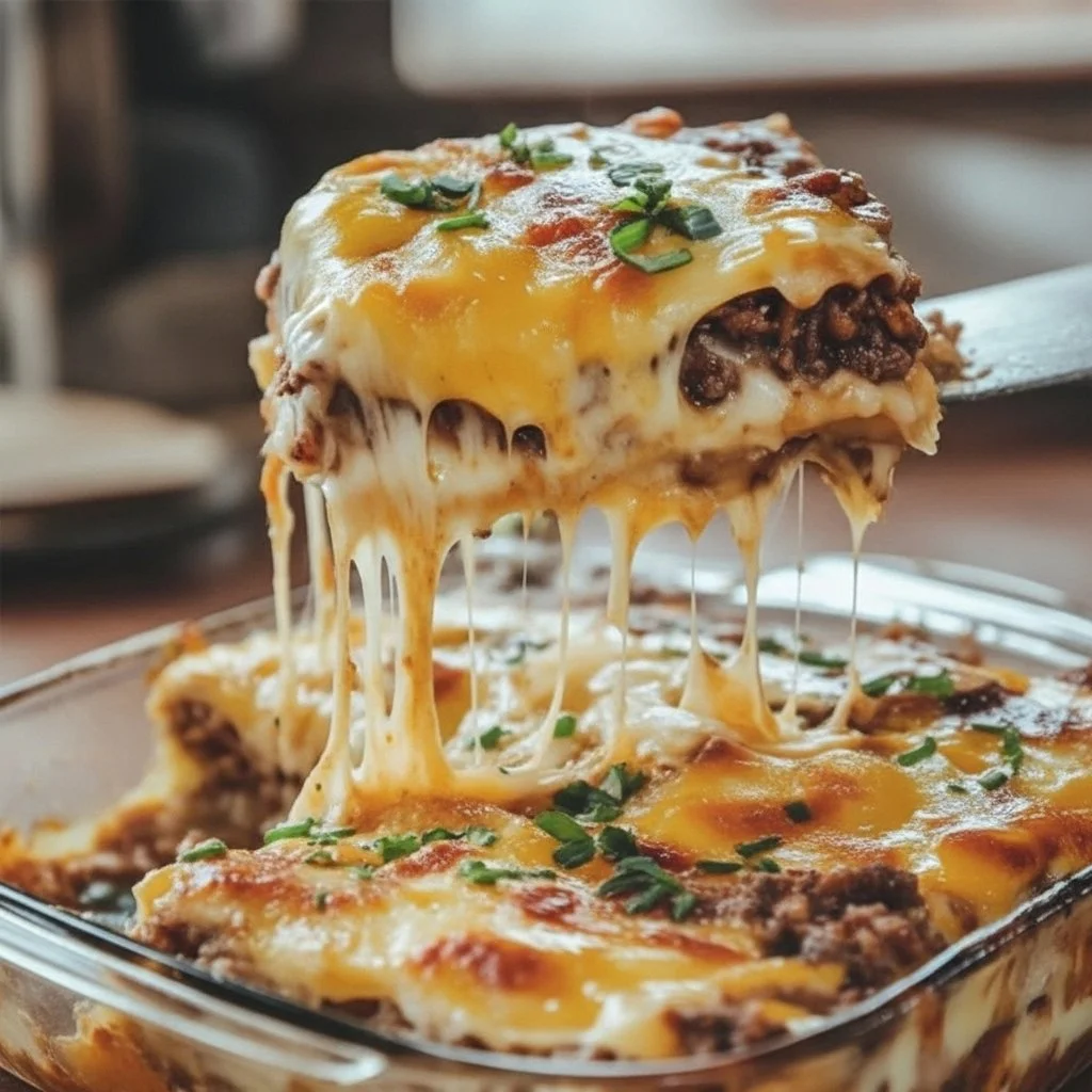 Delicious Cattle Drive Casserole filled with beef and vegetables