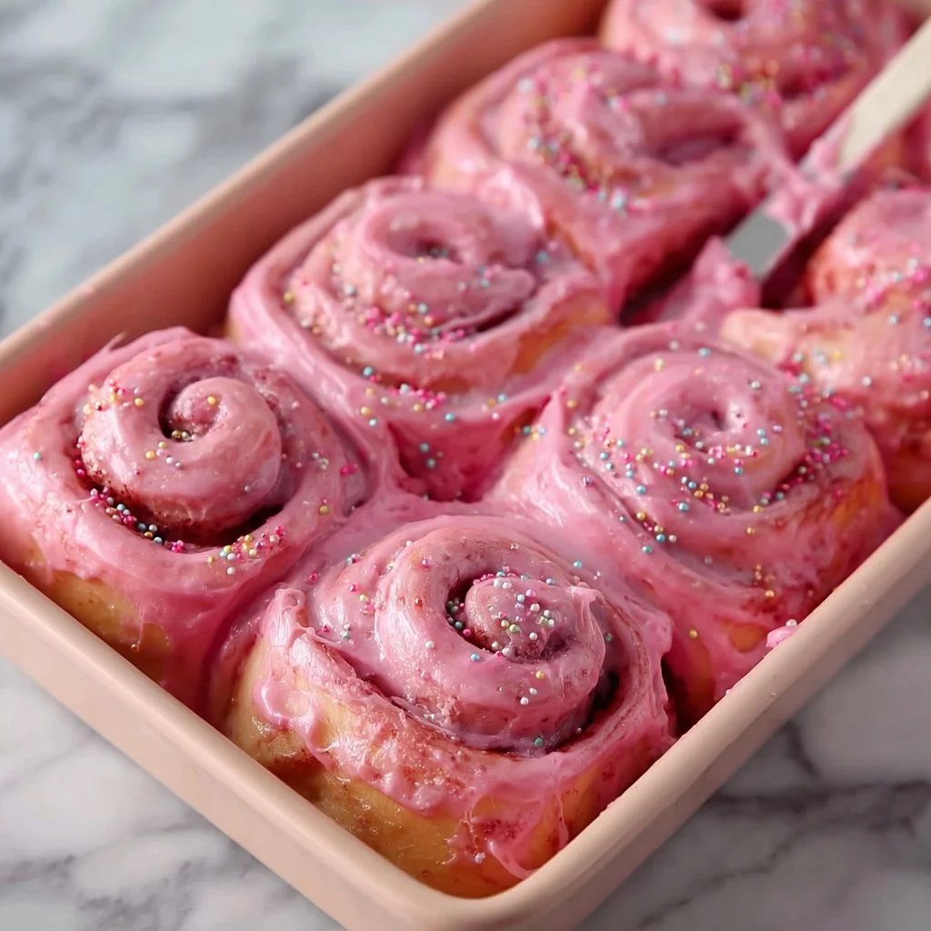 Freshly baked cinnamon rolls with icing and cinnamon on top