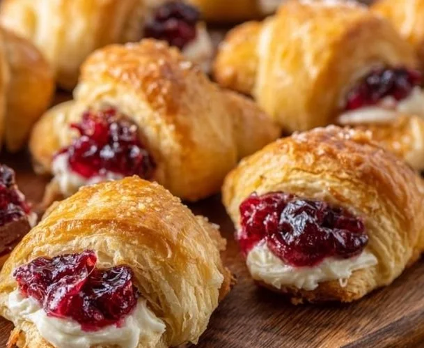Delicious cranberry cream cheese crescent bites on a serving platter