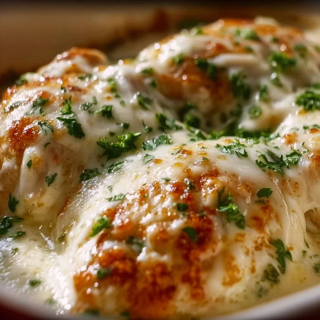Delicious smothered cheesy sour cream chicken served on a plate