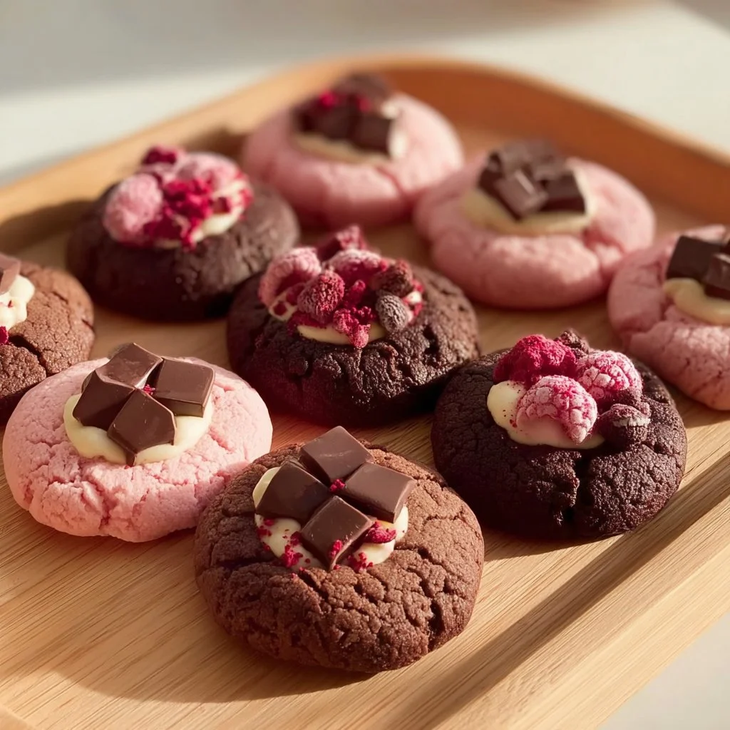 Valentine Ganache Cookies with rich chocolate ganache filling and decorative sprinkles