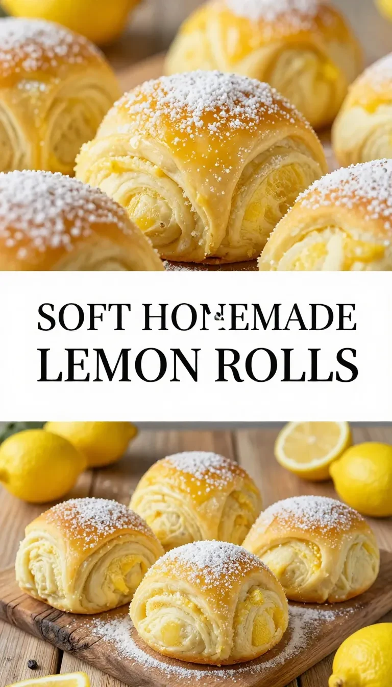 Freshly baked lemon rolls topped with a tangy lemon glaze on a wooden table.