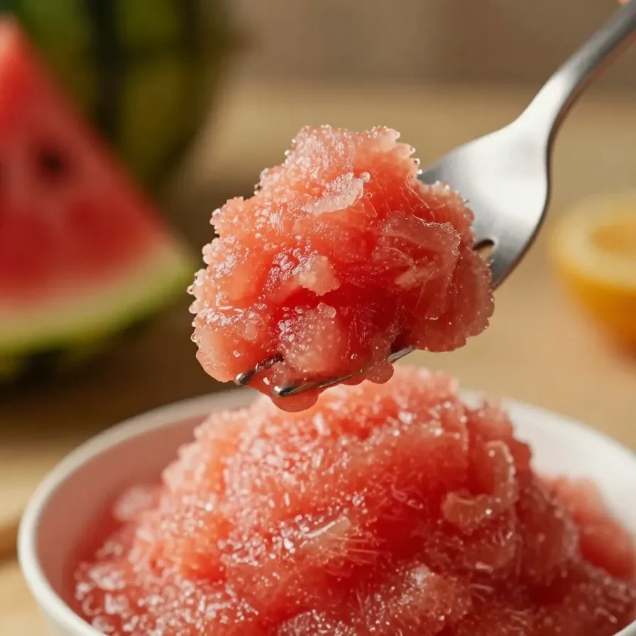 A glass of vibrant red watermelon slushie garnished with fresh mint leaves.
