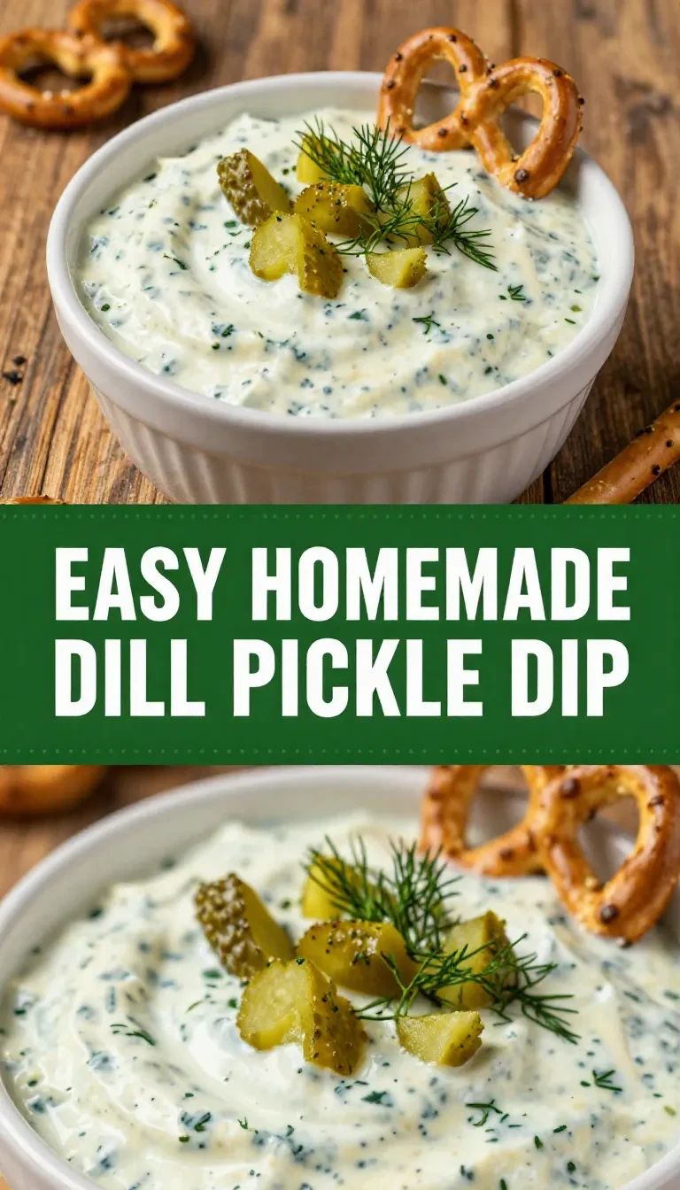 A bowl of creamy dill pickle dip garnished with fresh dill and served with crackers.