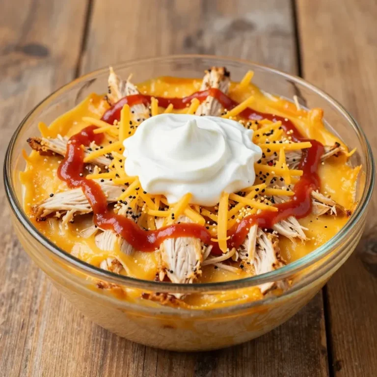 A bowl of creamy buffalo chicken dip garnished with green onions, surrounded by tortilla chips.