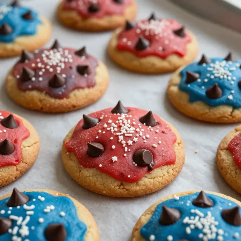 A plate of colorful 4th of July cookies decorated with red, white, and blue icing.