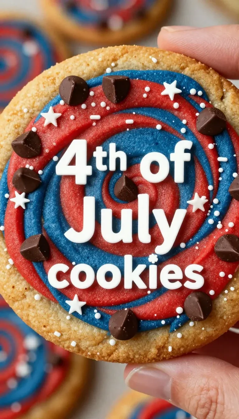 A plate of colorful 4th of July cookies decorated with red, white, and blue icing.
