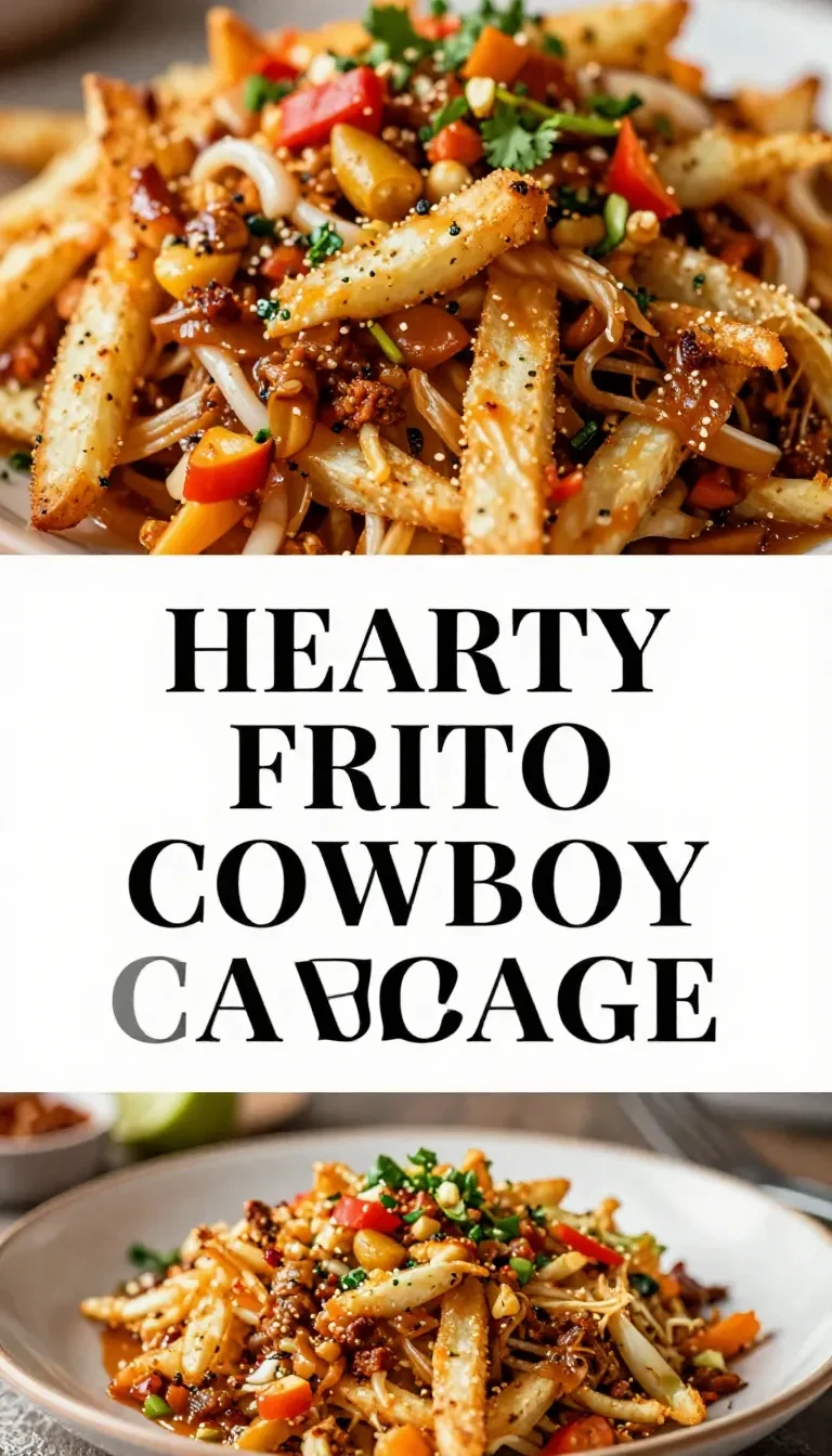 A flavorful dish of Frito Cowboy Cabbage served in a rustic bowl with vibrant ingredients.