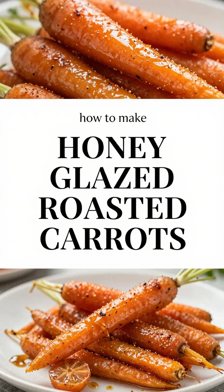 A plate of roasted honey-glazed carrots garnished with fresh parsley.