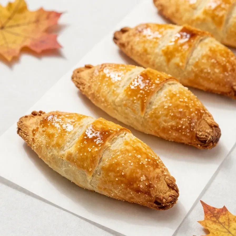 Close-up of puff pastry bats arranged on a wooden board, perfect for Halloween treats.