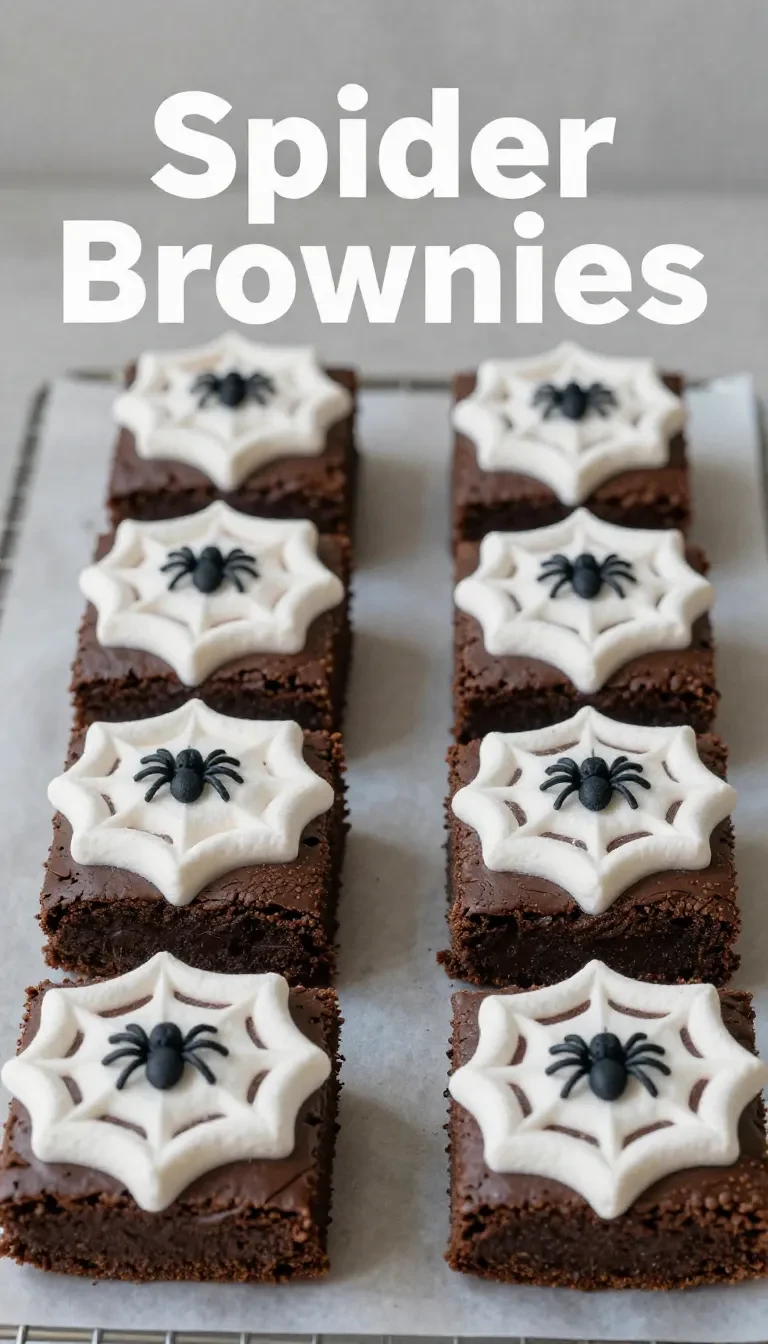Freshly baked Halloween-themed brownies decorated with spooky designs.