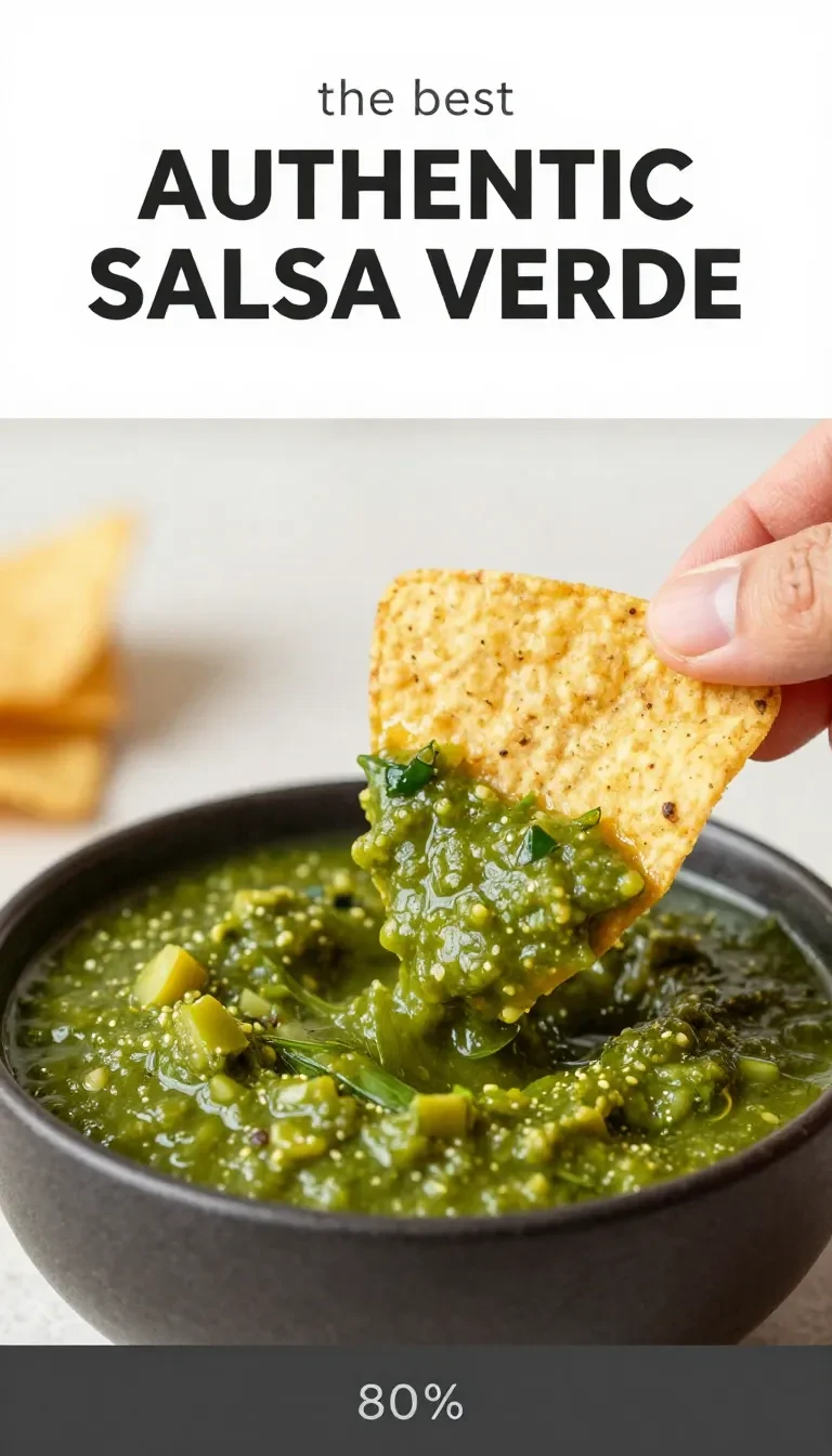 A bowl of fresh salsa verde made with tomatillos, jalapeños, cilantro, and lime served with tortilla chips