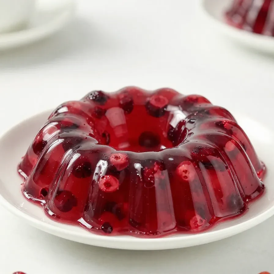 A vintage serving bowl filled with Grandma's cranberry salad made with whole cranberries, oranges, and chopped nuts.