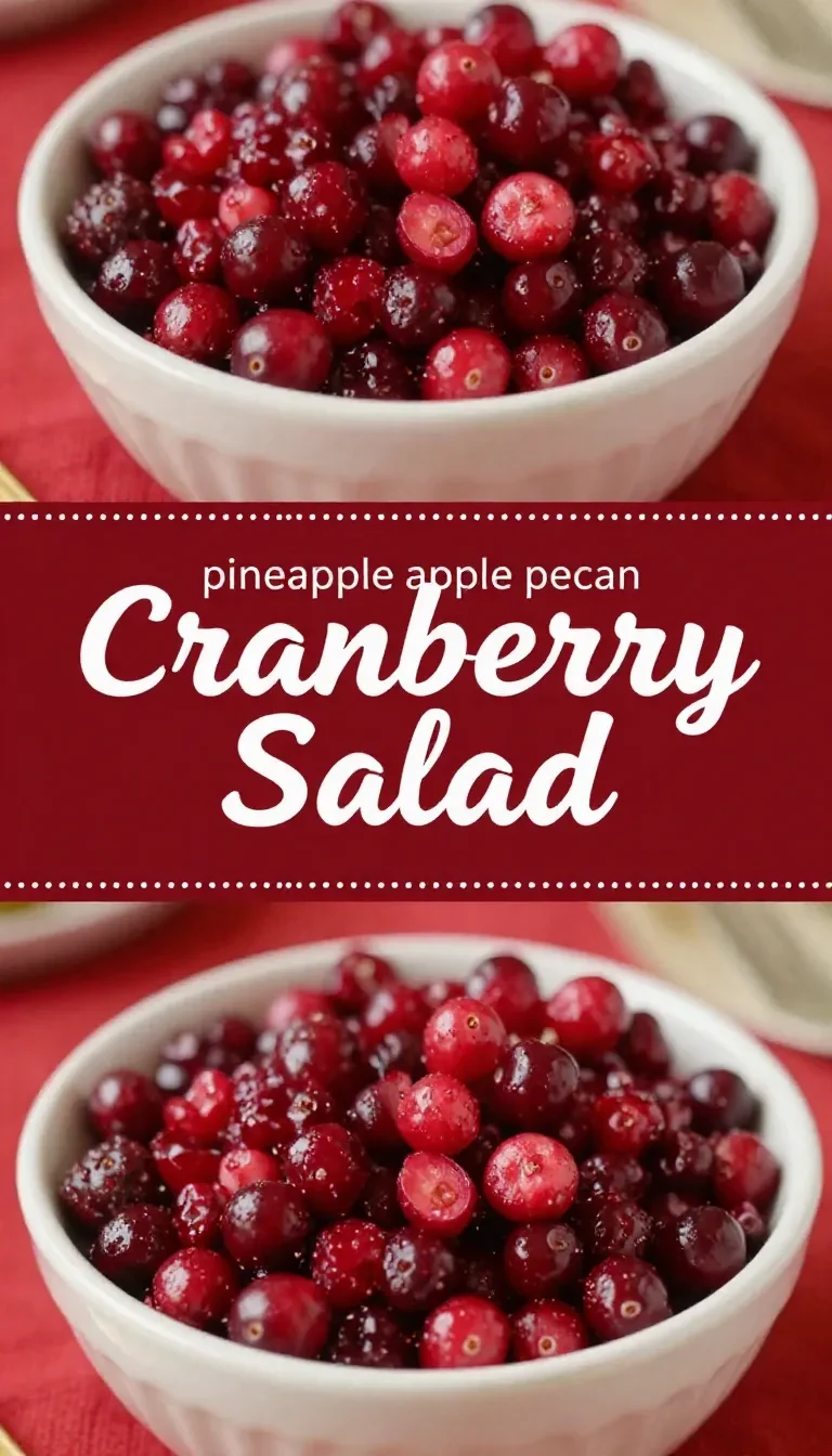 A colorful cranberry apple pineapple salad served in a glass bowl with fresh fruit and mixed ingredients.