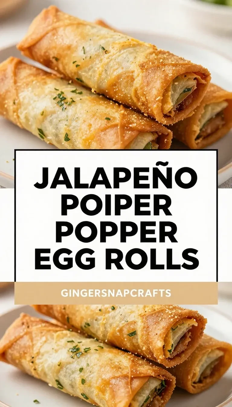 Crispy jalapeño popper egg rolls sliced open to show creamy cheese, chopped jalapeños, and melted filling inside golden wrappers.