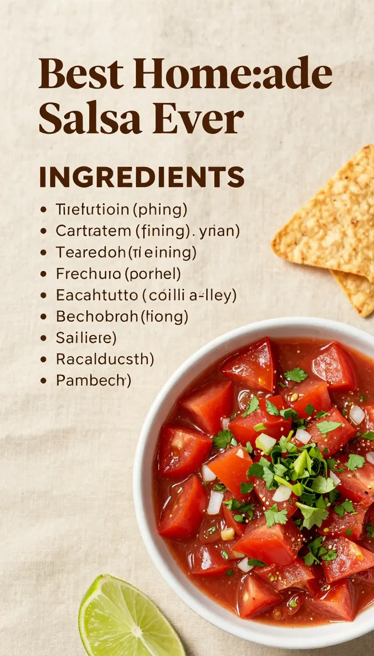 A bowl of homemade salsa made with fresh tomatoes, onions, cilantro, lime, and jalapeños.