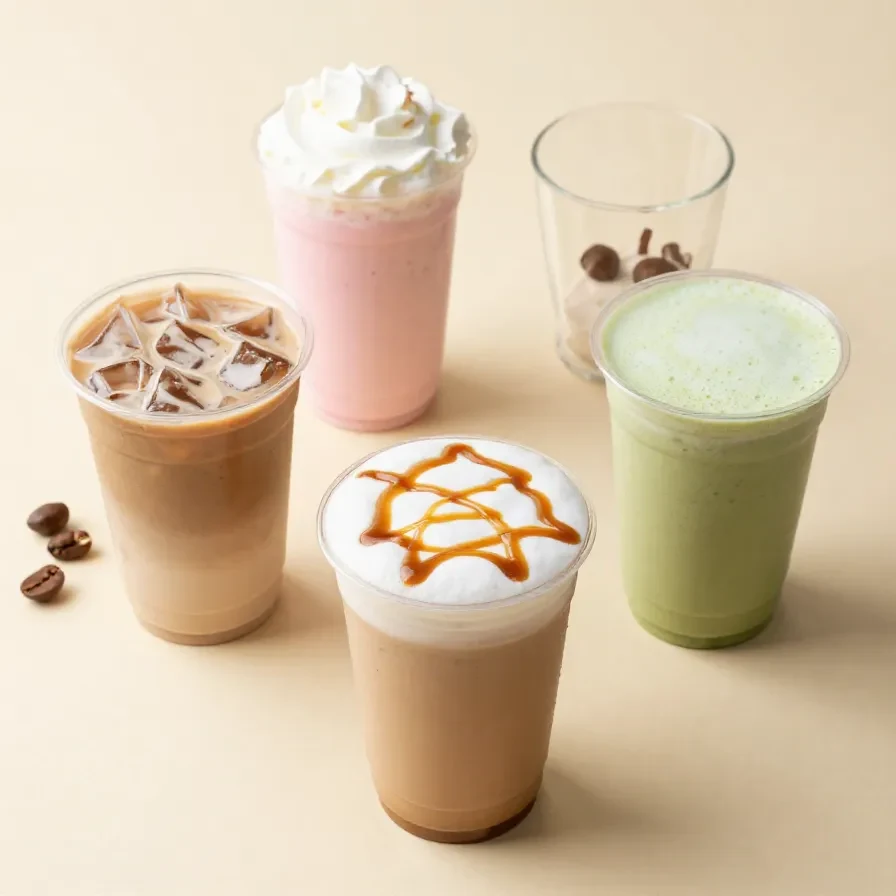 A low-carb keto Starbucks-style iced coffee in a clear glass with cream and ice on a wooden table