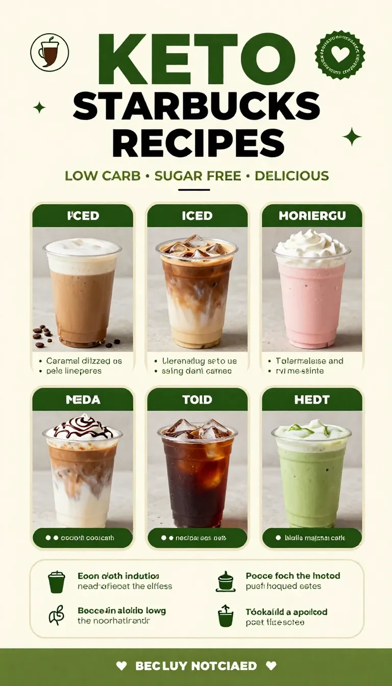 A low-carb keto Starbucks-style iced coffee in a clear glass with cream and ice on a wooden table